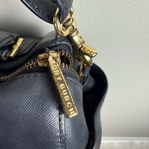 Tory Burch Black Robinson Saffiano Leather Satchel Handbag Purse **READ - Picture 9 of 16